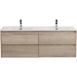 База под раковину подвесная BELBAGNO KRAFT-1200-4C-SO-2-RGB с четырьмя выкатными ящиками для раковины с двумя чашами, Rovere Galifax Bianco, 1200x460x500