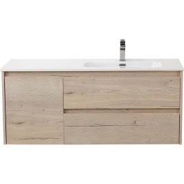 База под раковину подвесная BELBAGNO KRAFT-1200-2C-1A-SO-RGB-R с двумя выкатными ящиками и одной распашной дверцей, правосторонняя, RovereGalifaxBianco, 1200x460x500