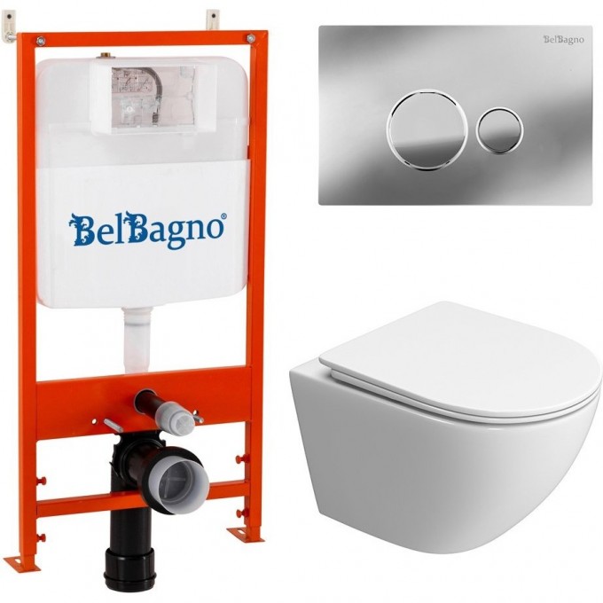Комплект инсталляции BELBAGNO BB026 с унитазом UNO-TOR и клавишей смыва BB5177CH-TOR/SC/BB026/BB081CR Комплект инсталляции BELBAGNO BB026 с унитазом UNO-TOR и клавишей смыва BB5177CH-TOR/SC/BB026/BB081CR