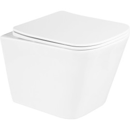 Подвесной безободковый унитаз с сиденьем микролифт BELBAGNO DUE BB3103CHR/SC