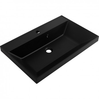 Раковина BELBAGNO BB700/450-LV-ART-AST-NERO из искусственного камня, чёрная, 700x450x150 мм