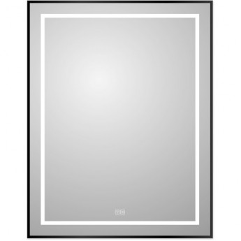 Зеркало BELBAGNO KRAFT SPC-KRAFT-700-900-LED-TCH-WARM-NERO в алюминиевой раме со встроенным светильником, 700x32x900 мм